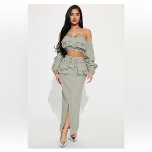 Fashion Nova Cargo Skirt Two Piece Set